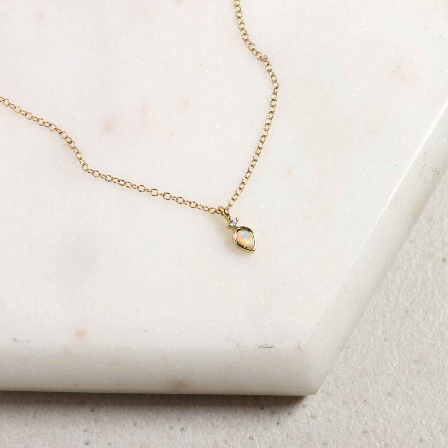 Opal Teardrop Sparkle Necklace