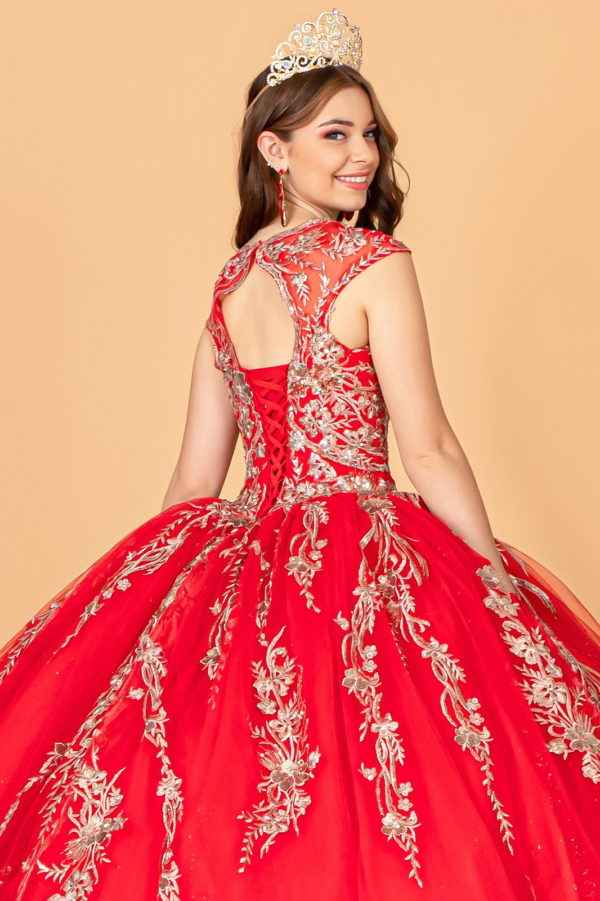 Sequin Glitter Embellished Quinceanera Dress w/ Corset Back
