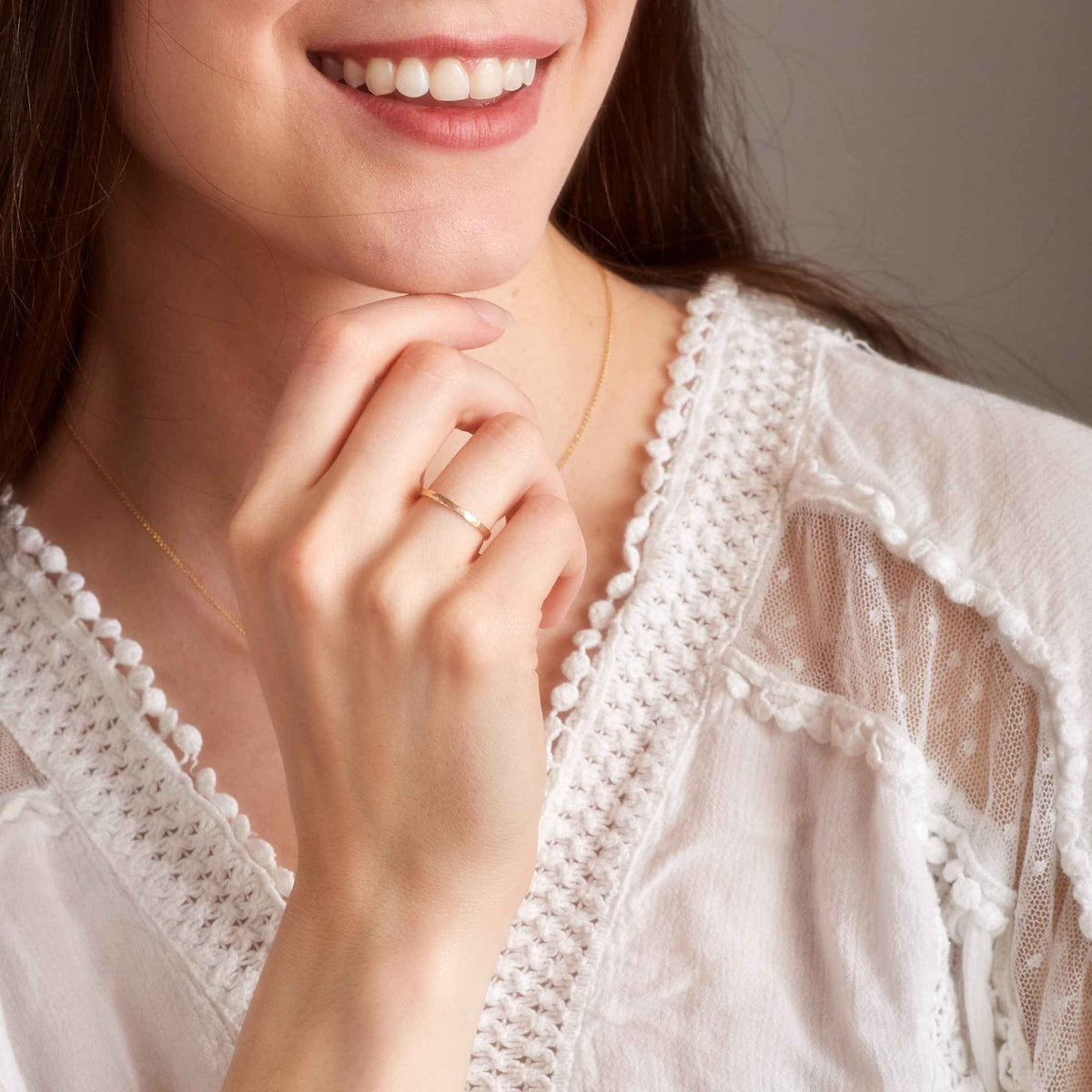 14KT Gold Hammered Stacking Ring