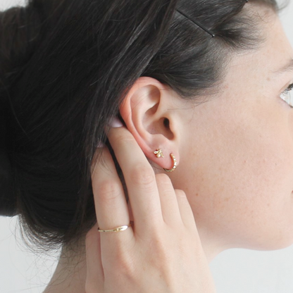 Gold Diamond Cut Mini Hoops