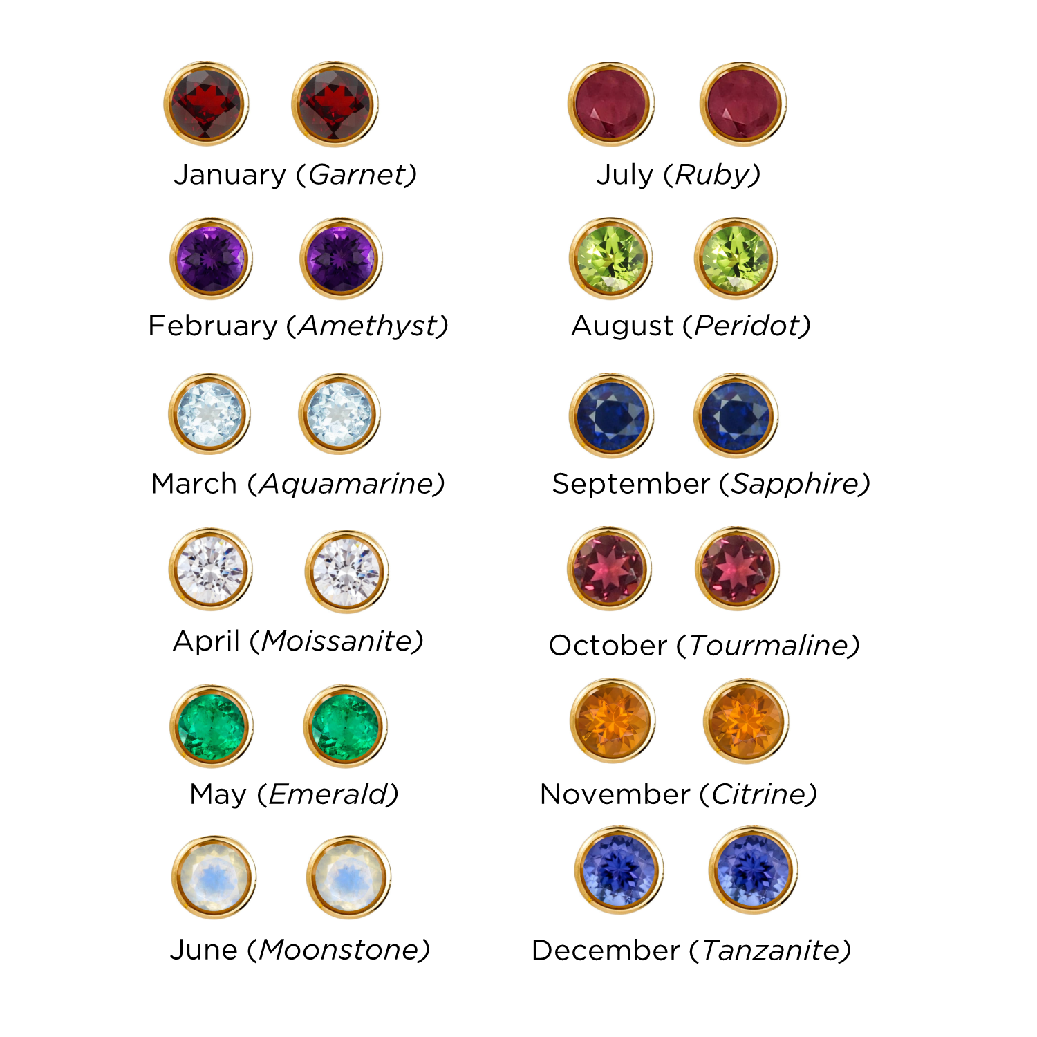 Birthstone Solitaire Studs - Mayu’s Marketplace