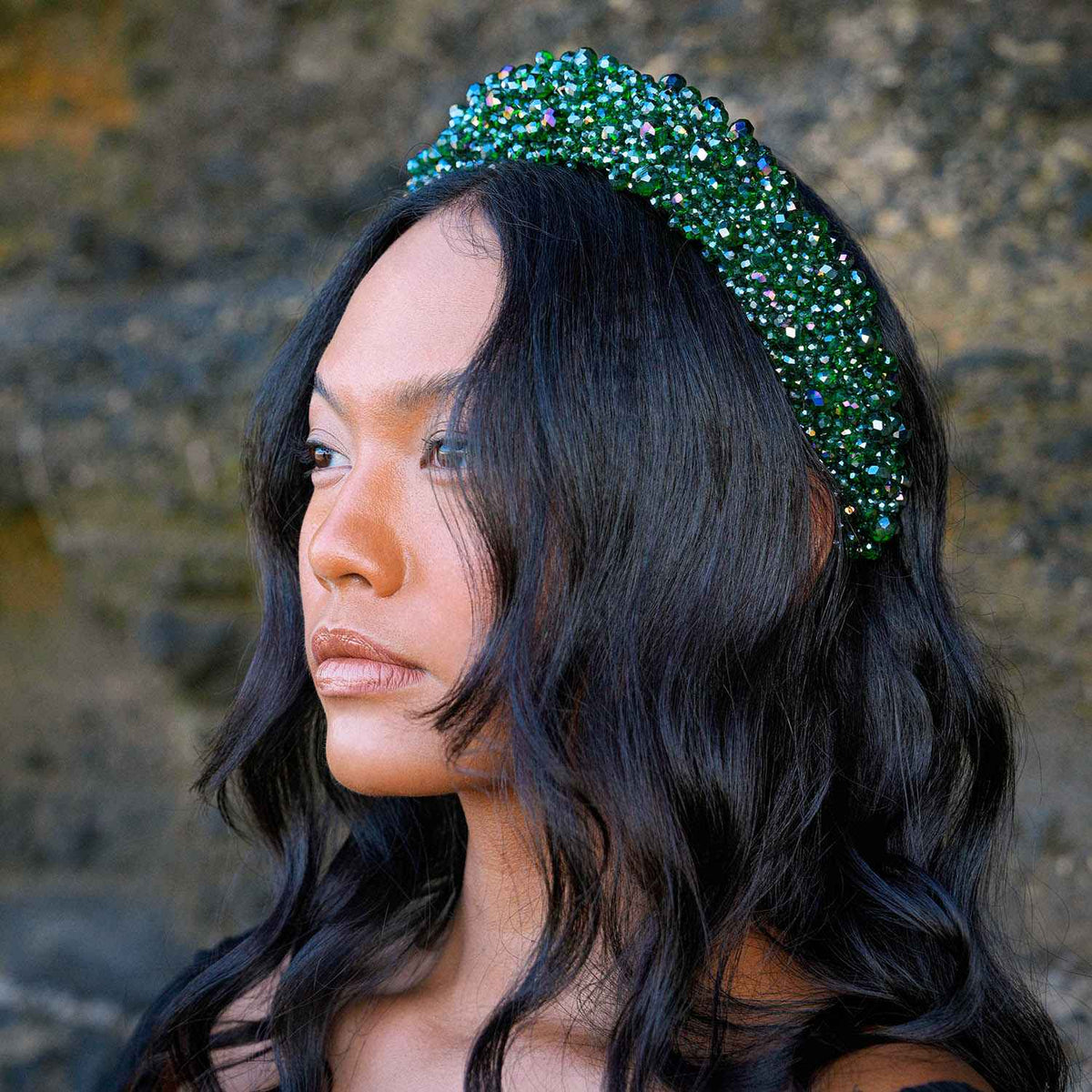 Emerald Green Glass Crystal Headband