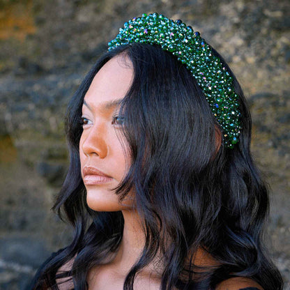 Emerald Green Glass Crystal Headband