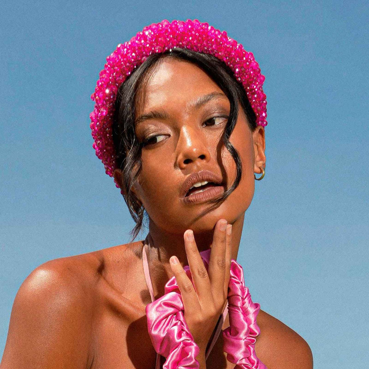 Shocking Pink Glass Headband