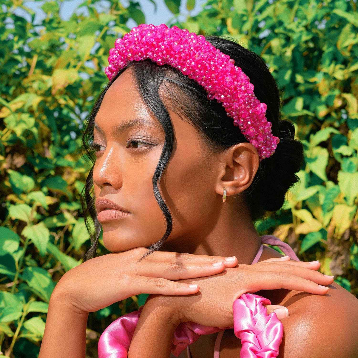Shocking Pink Glass Headband