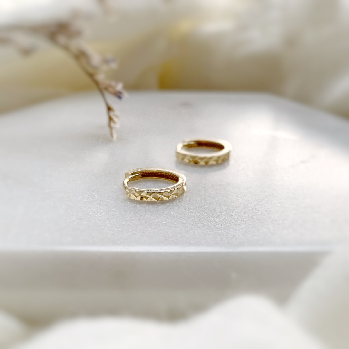 Gold Diamond Cut Mini Hoops - Mayu’s Marketplace