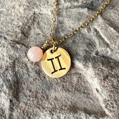 Zodiac Charm & Gemstone Necklace