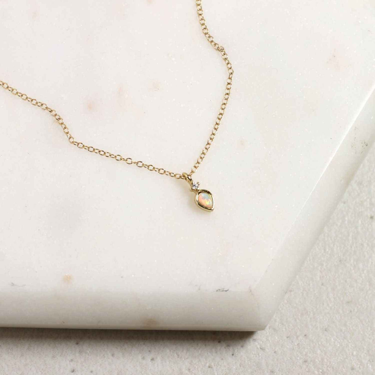 Opal Teardrop Sparkle Necklace