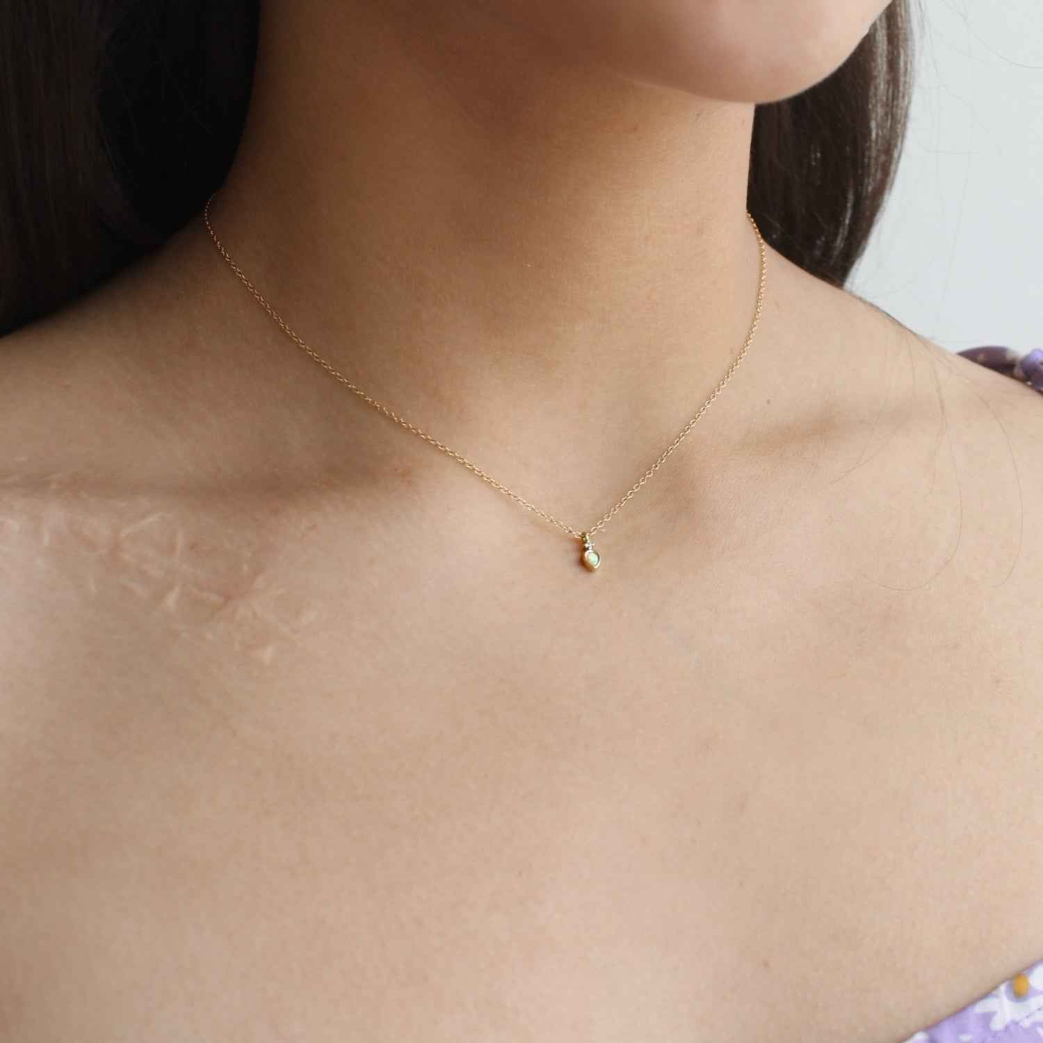 Opal Teardrop Sparkle Necklace