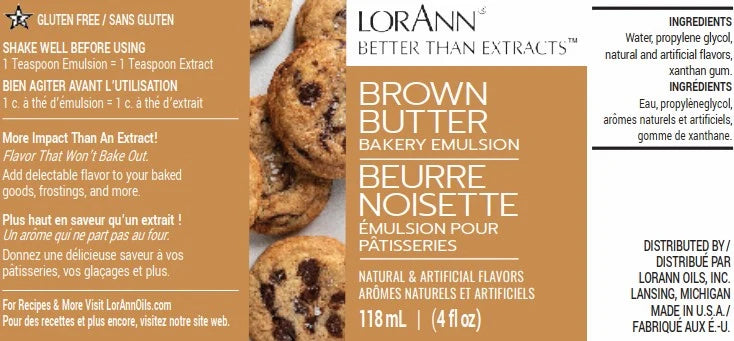 Brown Butter Bakery Emulsion - 4 oz. - 16 oz. - 1 Gallon - 5 Gallons - Bakery Emulsions Canada - Ships Free Within Canada on Orders Above CAD $199
