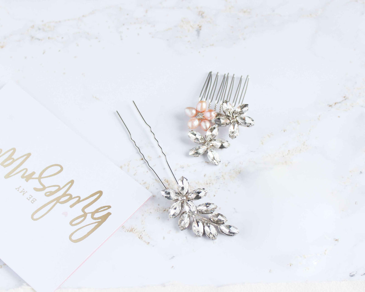 Daisy Bridal Crystal Comb Set