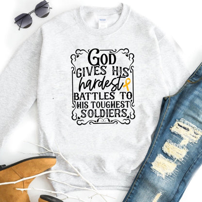God Gives His Hardest Battles To His Toughest Soldiers w/ Ribbon