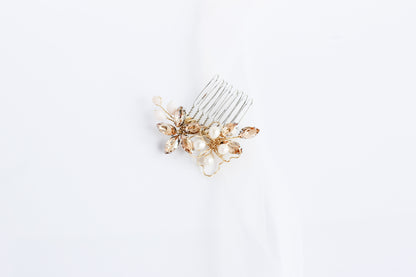 Small gold crystal bridal hair comb - Mayu’s Marketplace
